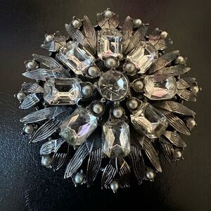 Vintage Silver and Crystal Brooch